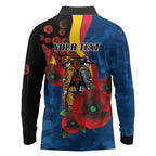 Adelaide Crows ANZAC Personalised Long Sleeve Polo Shirt Lest We Forget Poppy Camo