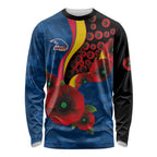 Adelaide Crows ANZAC Personalised Long Sleeve Shirt Lest We Forget Poppy Camo