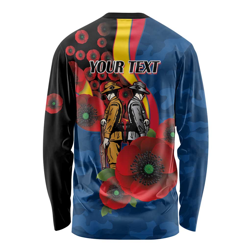 Adelaide Crows ANZAC Personalised Long Sleeve Shirt Lest We Forget Poppy Camo