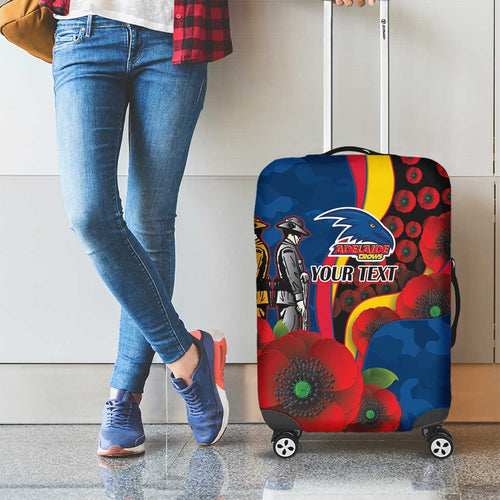 Adelaide Crows ANZAC Personalised Luggage Cover Lest We Forget Poppy Camo