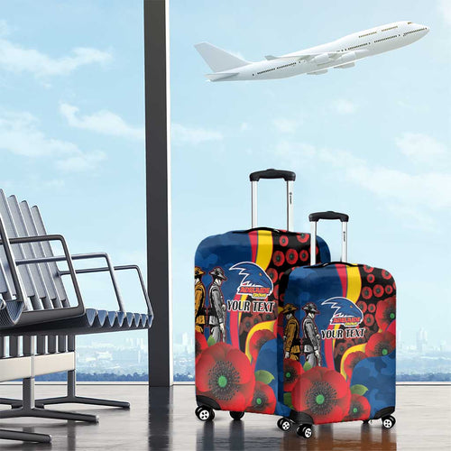 Adelaide Crows ANZAC Personalised Luggage Cover Lest We Forget Poppy Camo