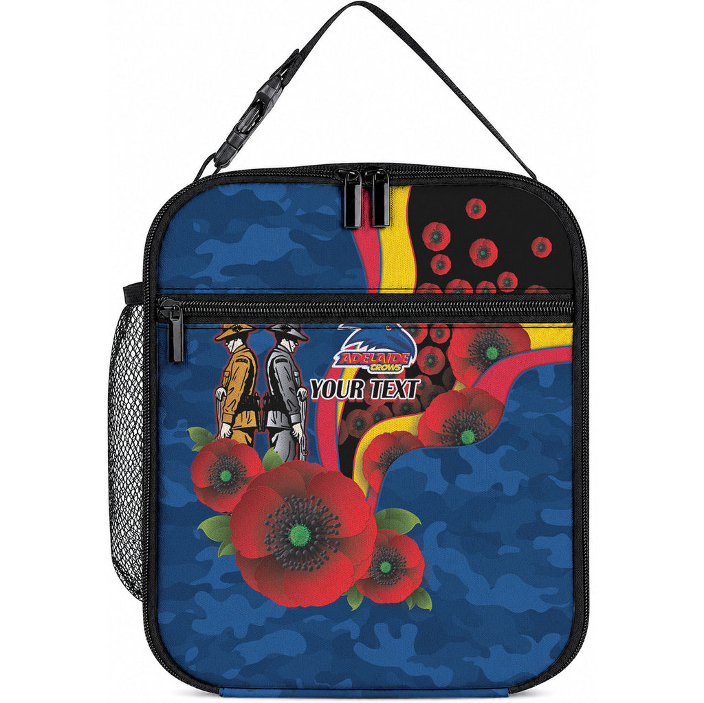 Adelaide Crows ANZAC Personalised Lunch Bag Lest We Forget Poppy Camo