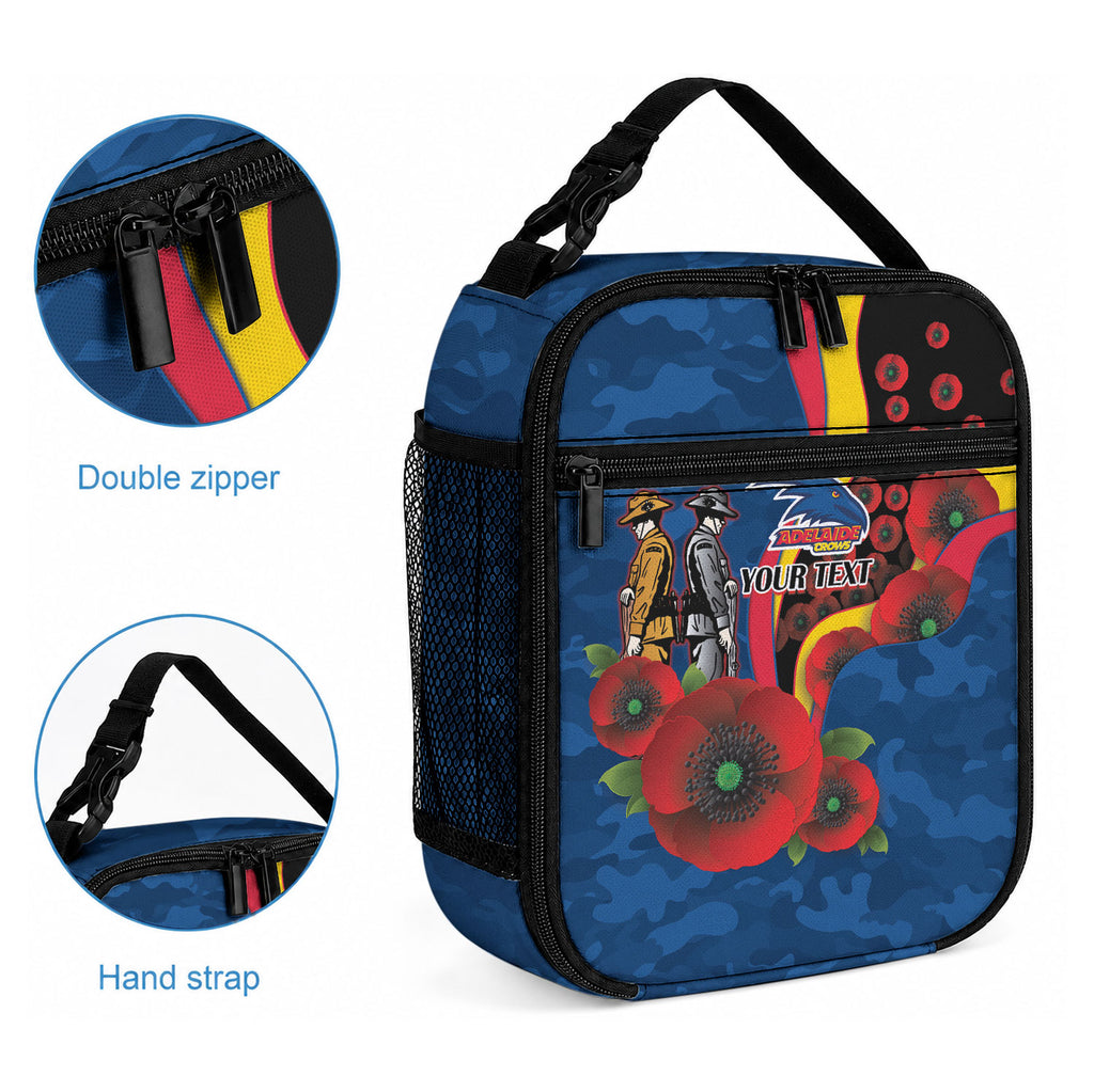 Adelaide Crows ANZAC Personalised Lunch Bag Lest We Forget Poppy Camo