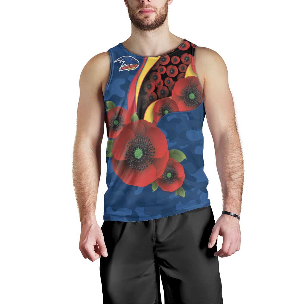 Adelaide Crows ANZAC Personalised Men Tank Top Lest We Forget Poppy Camo