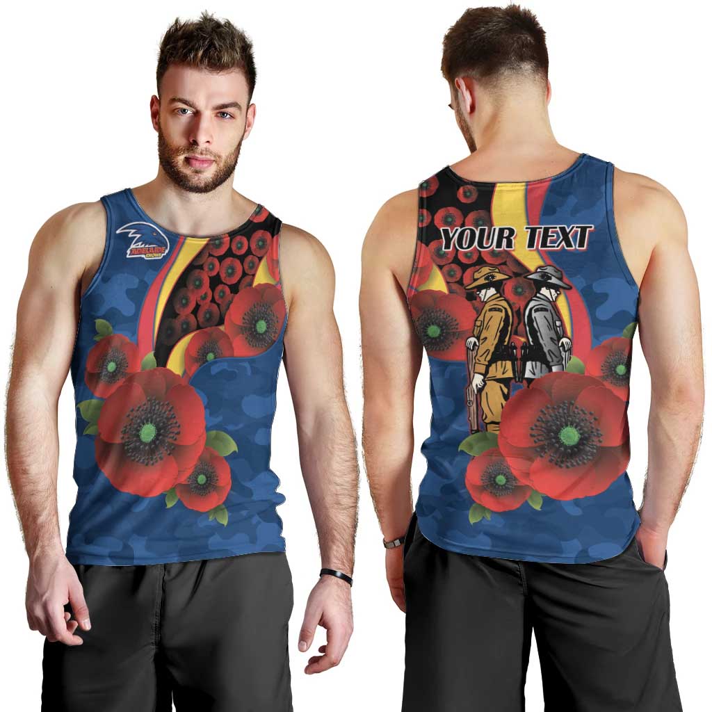 Adelaide Crows ANZAC Personalised Men Tank Top Lest We Forget Poppy Camo