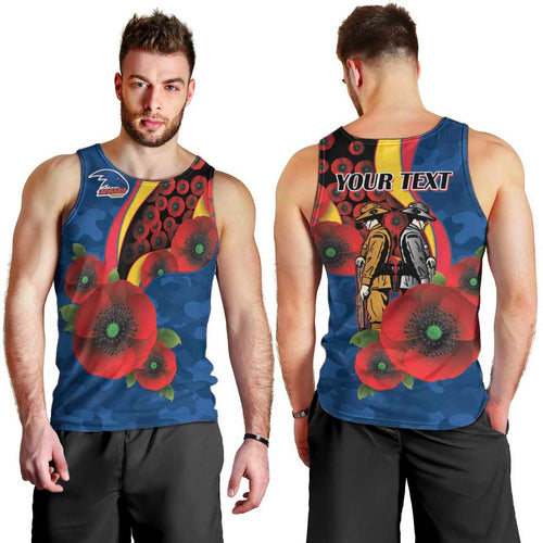 Adelaide Crows ANZAC Personalised Men Tank Top Lest We Forget Poppy Camo