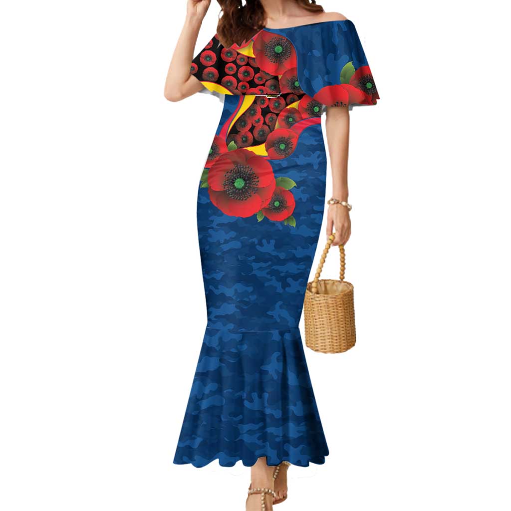 Adelaide Crows ANZAC Personalised Mermaid Dress Lest We Forget Poppy Camo