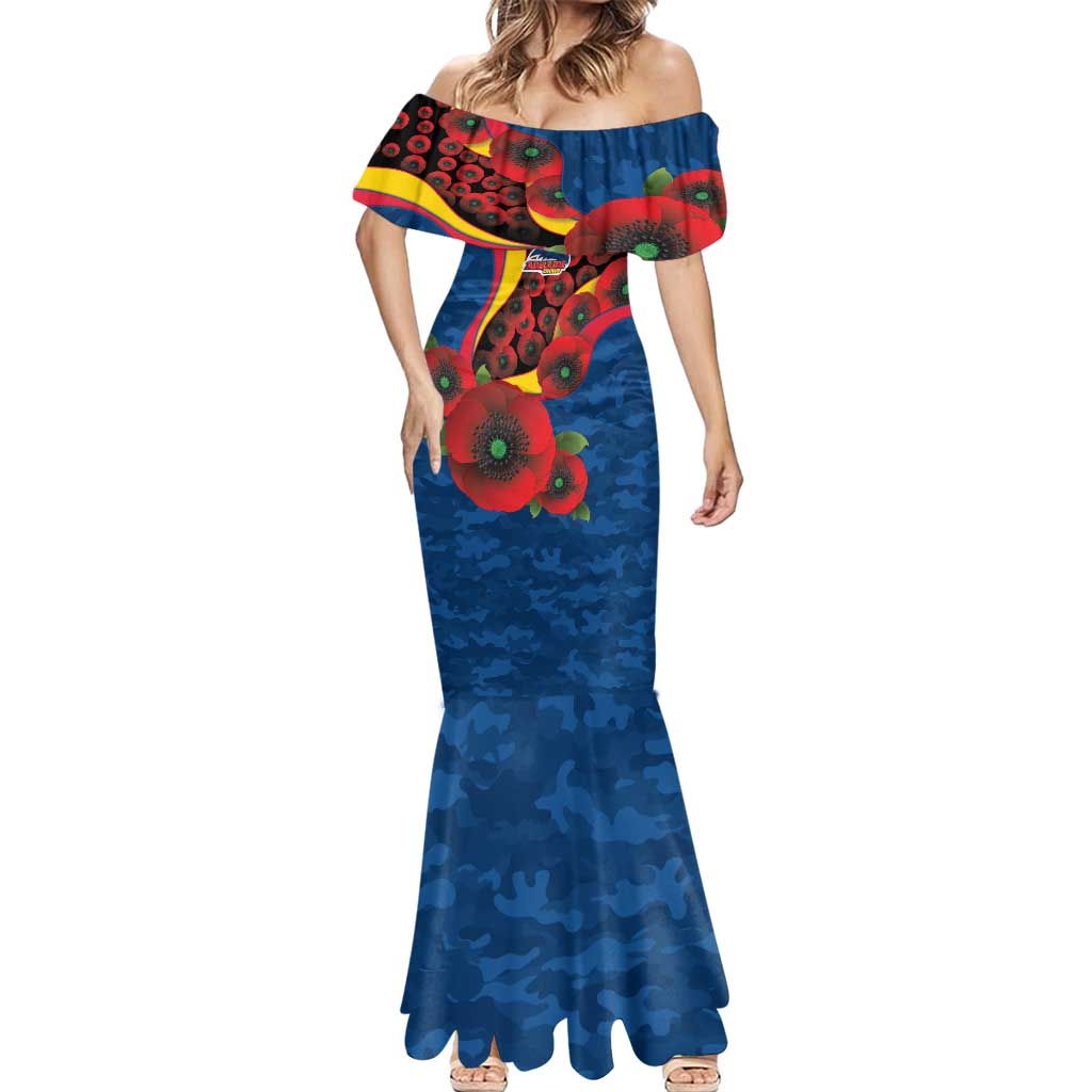 Adelaide Crows ANZAC Personalised Mermaid Dress Lest We Forget Poppy Camo