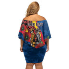Adelaide Crows ANZAC Personalised Off Shoulder Short Dress Lest We Forget Poppy Camo