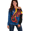 Adelaide Crows ANZAC Personalised Off Shoulder Sweater Lest We Forget Poppy Camo