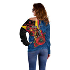 Adelaide Crows ANZAC Personalised Off Shoulder Sweater Lest We Forget Poppy Camo