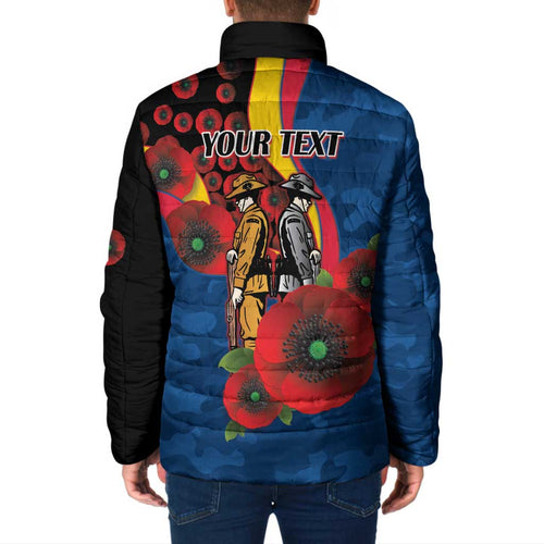 Adelaide Crows ANZAC Personalised Padded Jacket Lest We Forget Poppy Camo