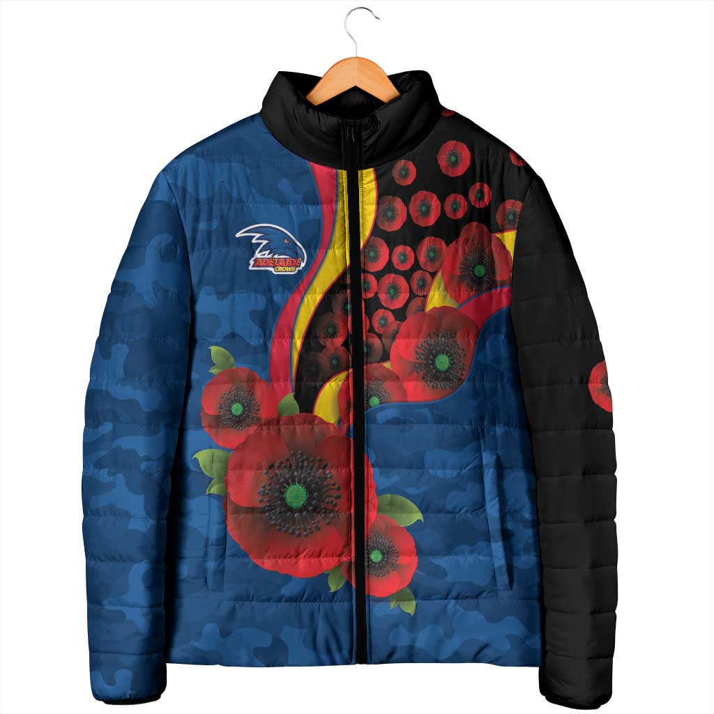 Adelaide Crows ANZAC Personalised Padded Jacket Lest We Forget Poppy Camo