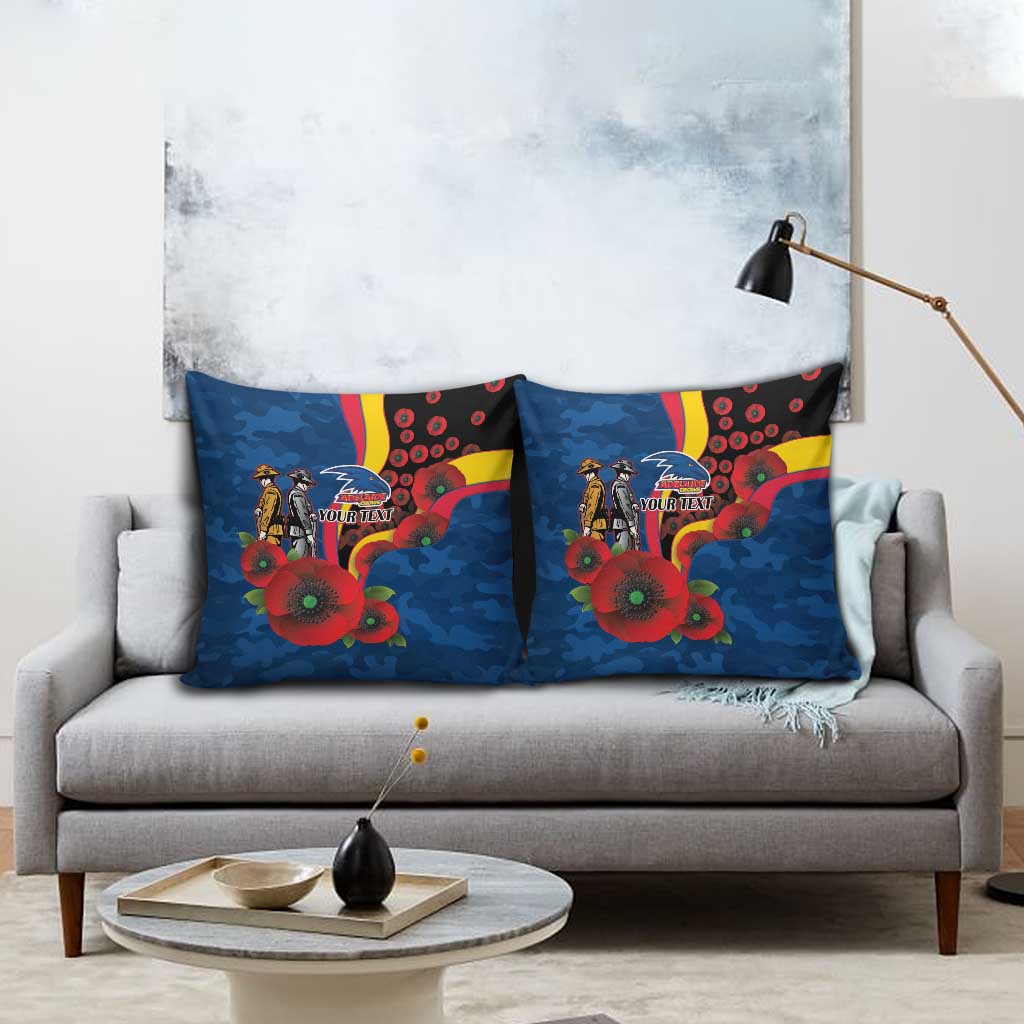 Adelaide Crows ANZAC Personalised Pillow Cover Lest We Forget Poppy Camo