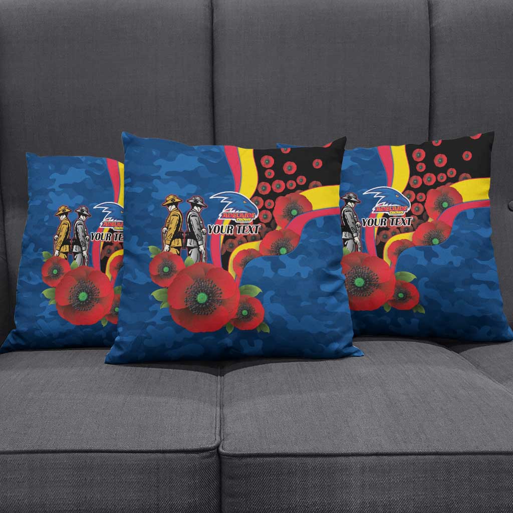 Adelaide Crows ANZAC Personalised Pillow Cover Lest We Forget Poppy Camo