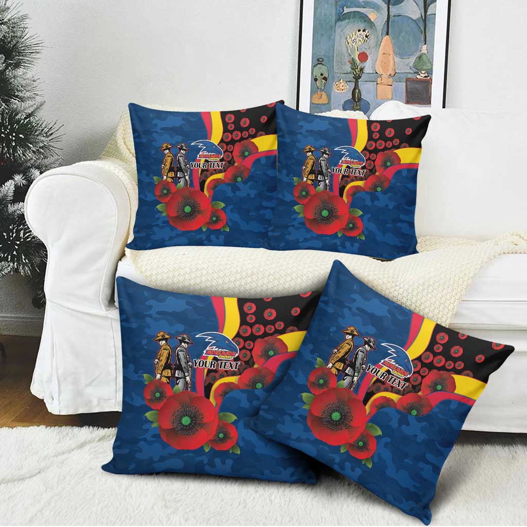 Adelaide Crows ANZAC Personalised Pillow Cover Lest We Forget Poppy Camo