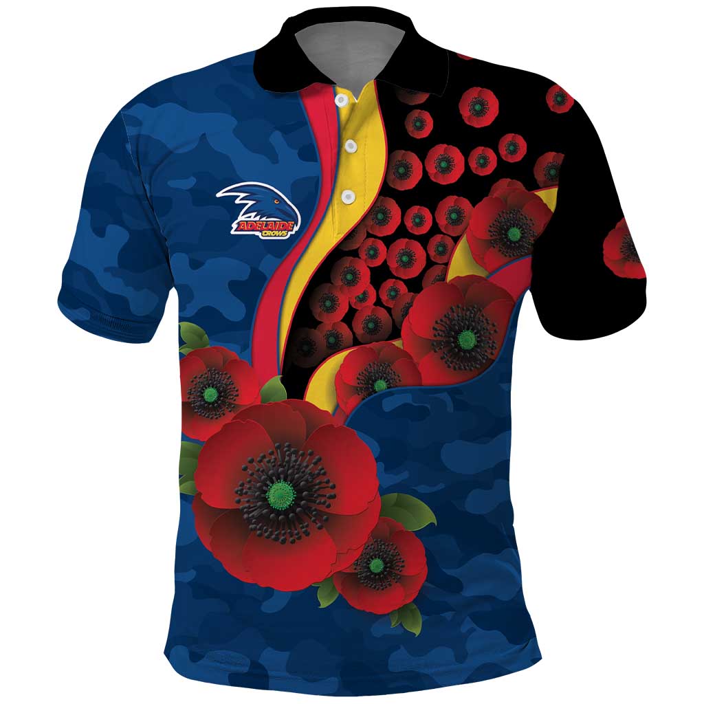 Adelaide Crows ANZAC Personalised Polo Shirt Lest We Forget Poppy Camo