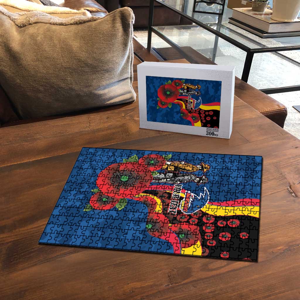 Adelaide Crows ANZAC Personalised Puzzle Lest We Forget Poppy Camo
