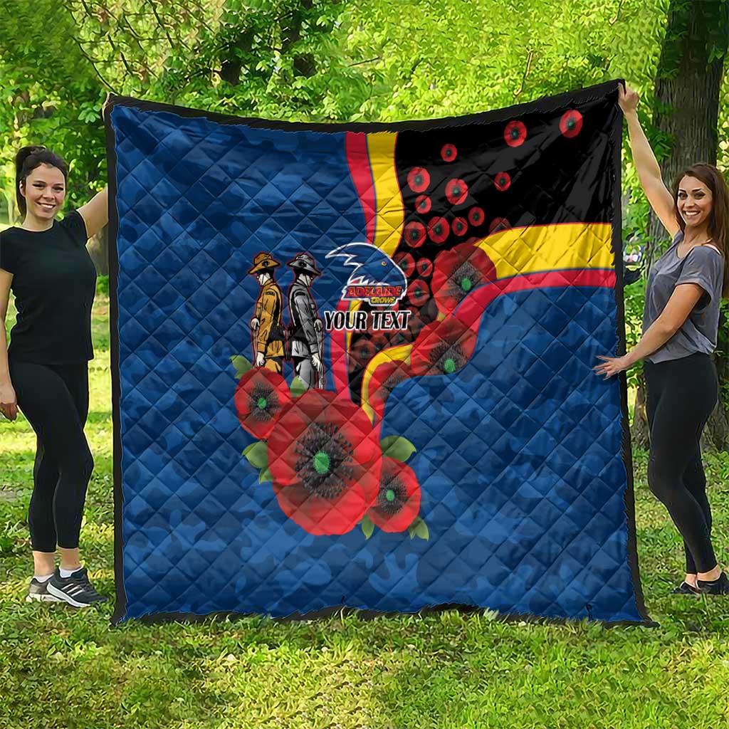 Adelaide Crows ANZAC Personalised Quilt Lest We Forget Poppy Camo