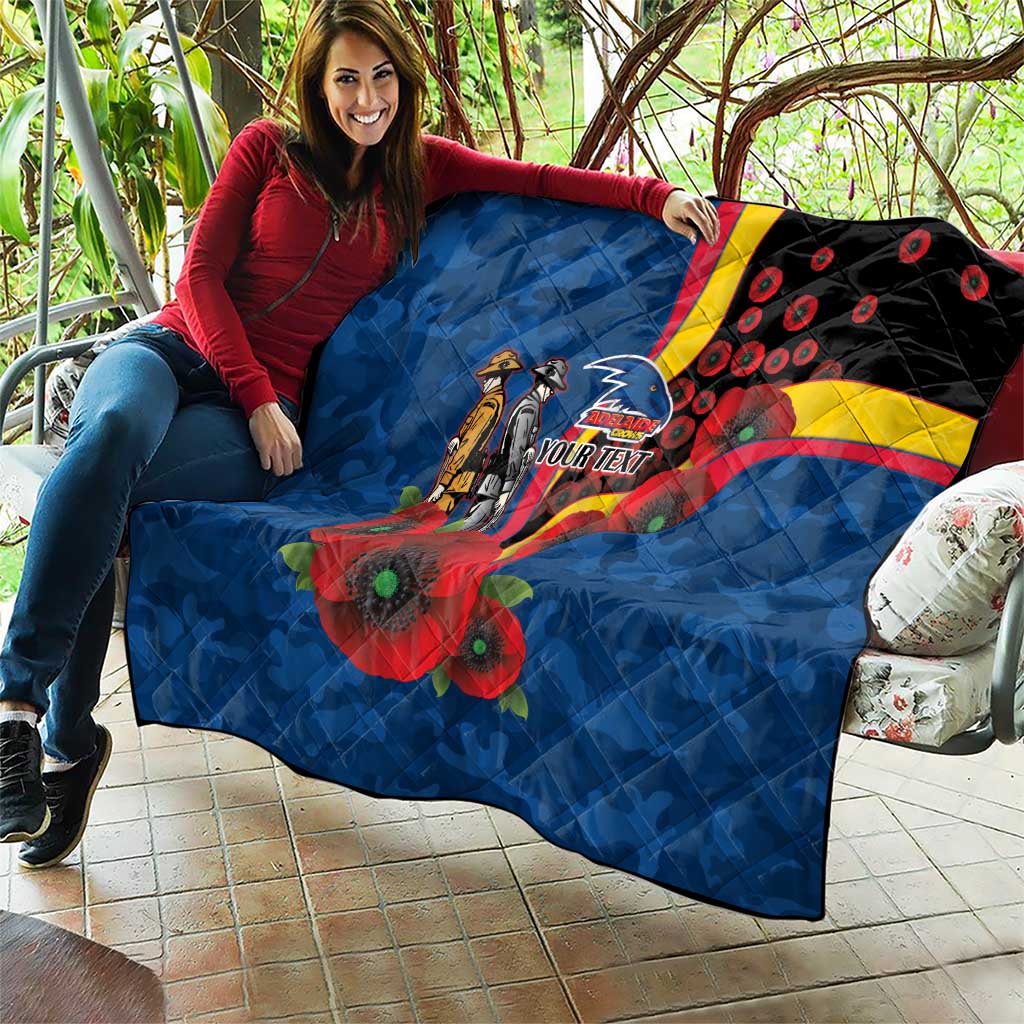 Adelaide Crows ANZAC Personalised Quilt Lest We Forget Poppy Camo