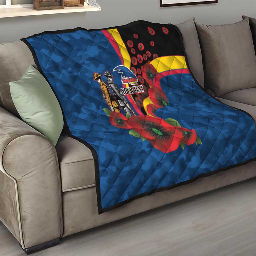 Adelaide Crows ANZAC Personalised Quilt Lest We Forget Poppy Camo