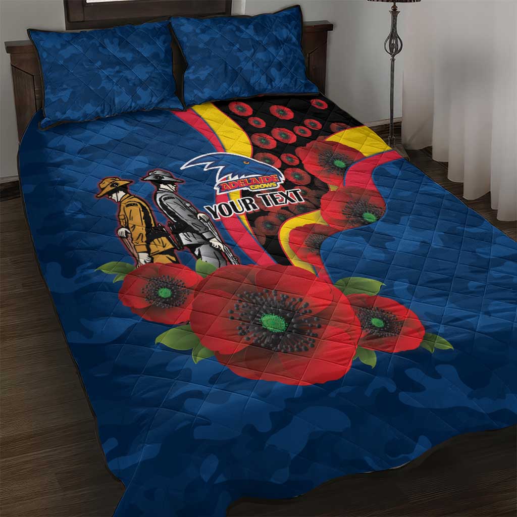 Adelaide Crows ANZAC Personalised Quilt Bed Set Lest We Forget Poppy Camo