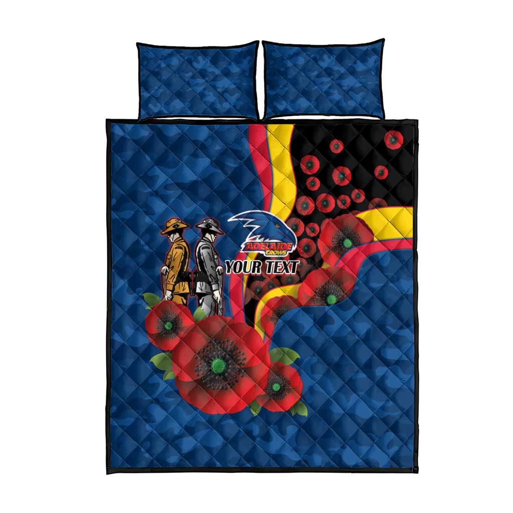 Adelaide Crows ANZAC Personalised Quilt Bed Set Lest We Forget Poppy Camo