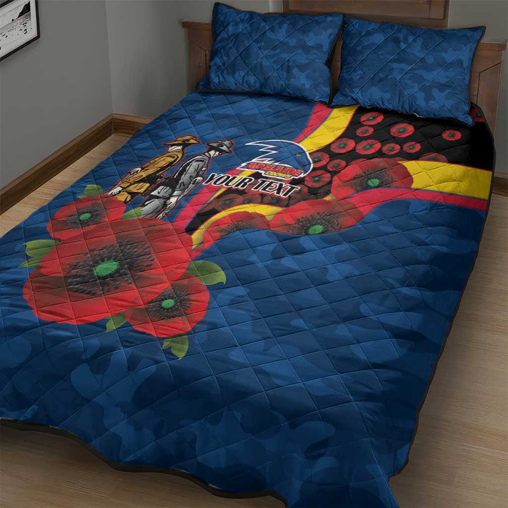 Adelaide Crows ANZAC Personalised Quilt Bed Set Lest We Forget Poppy Camo