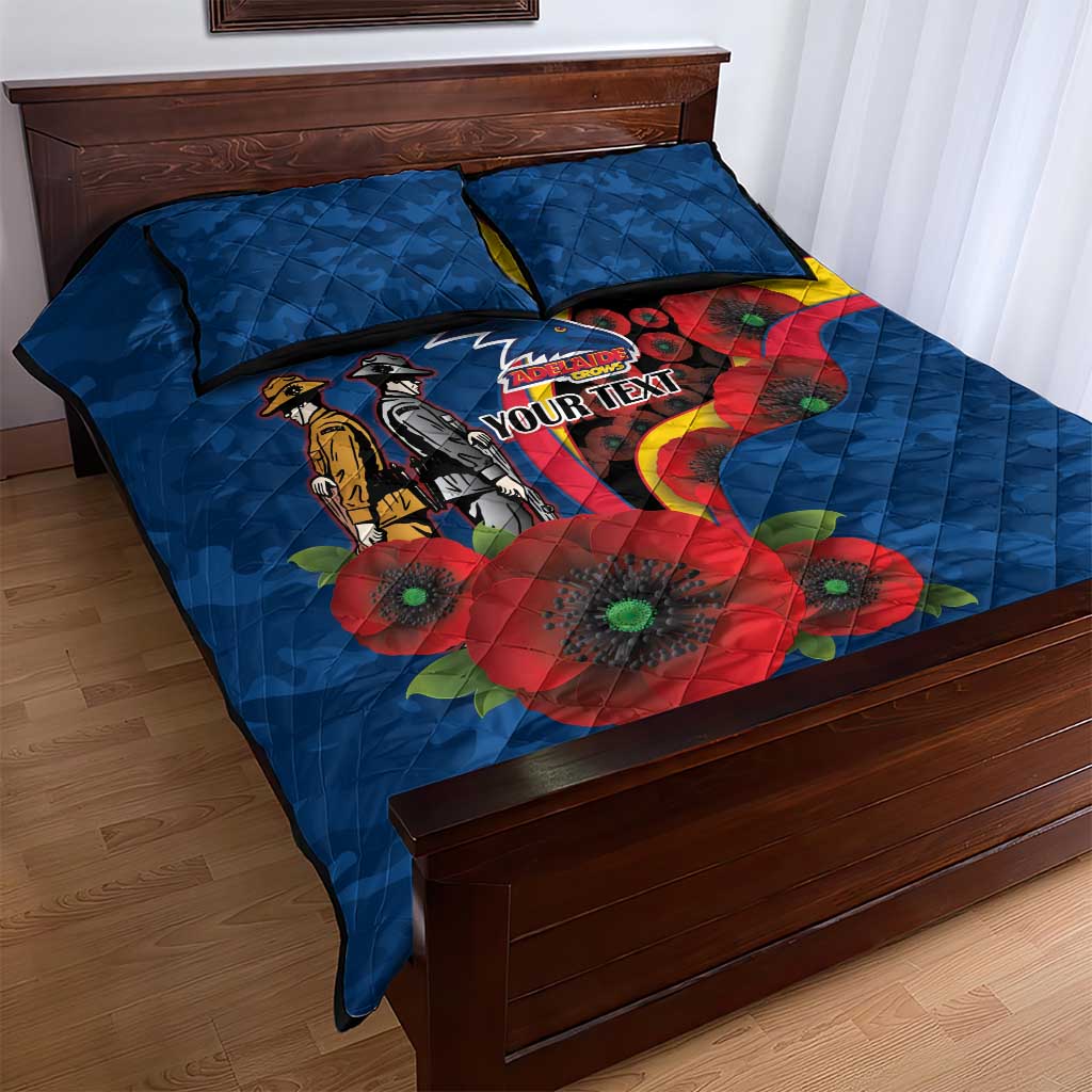 Adelaide Crows ANZAC Personalised Quilt Bed Set Lest We Forget Poppy Camo