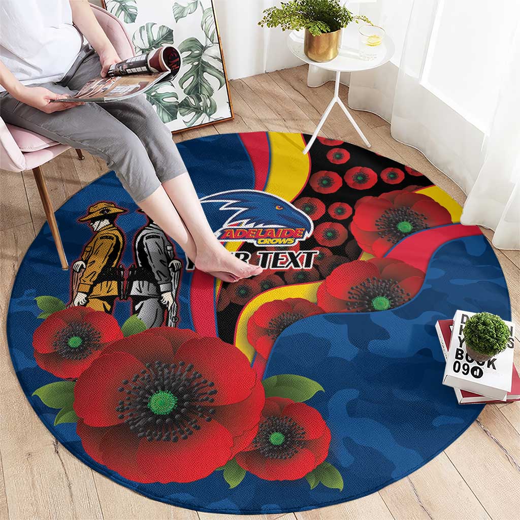 Adelaide Crows ANZAC Personalised Round Carpet Lest We Forget Poppy Camo