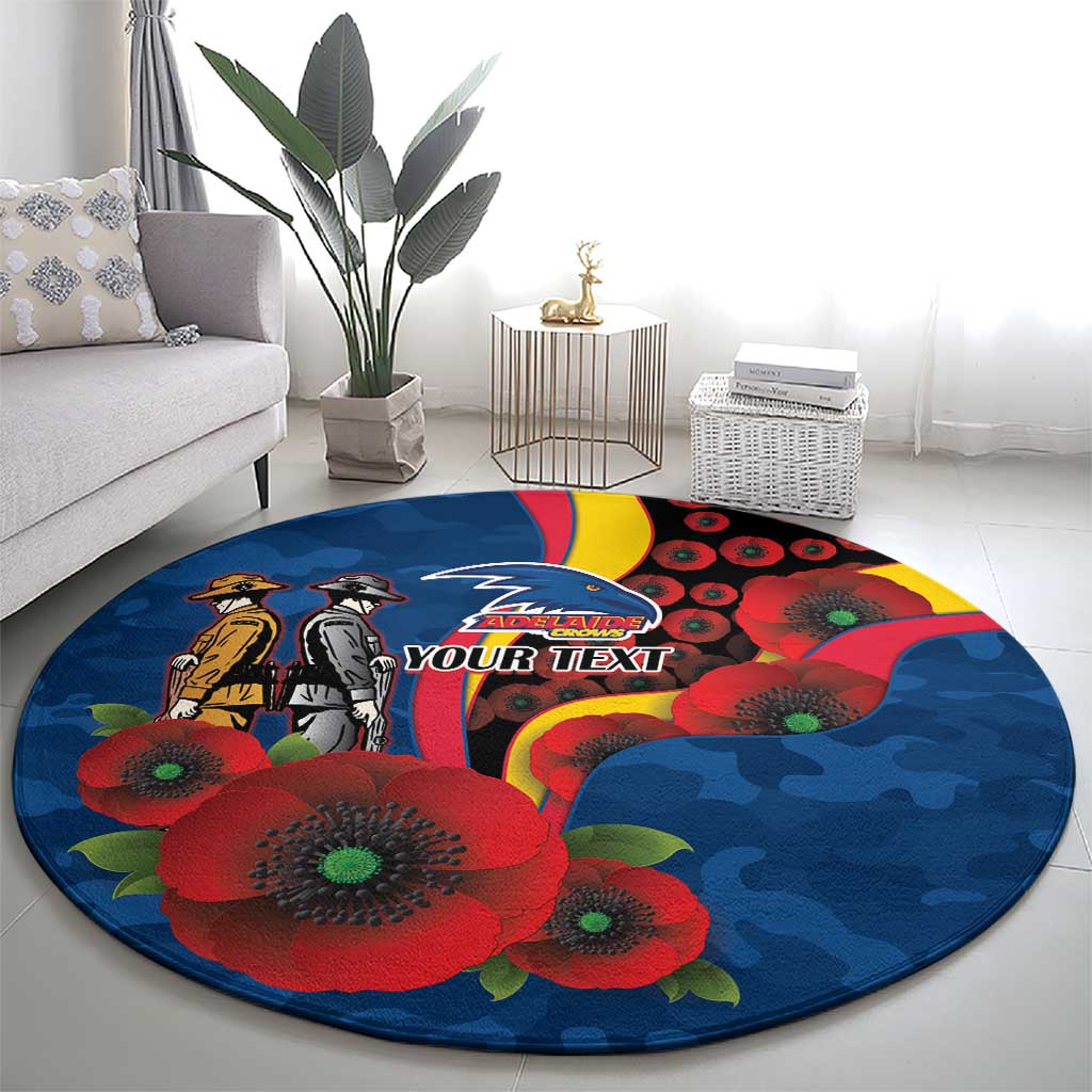 Adelaide Crows ANZAC Personalised Round Carpet Lest We Forget Poppy Camo