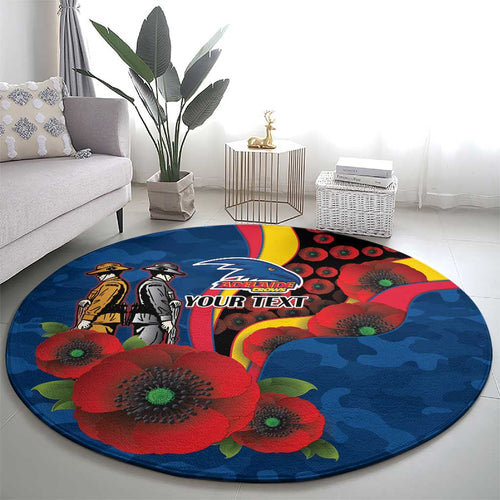 Adelaide Crows ANZAC Personalised Round Carpet Lest We Forget Poppy Camo