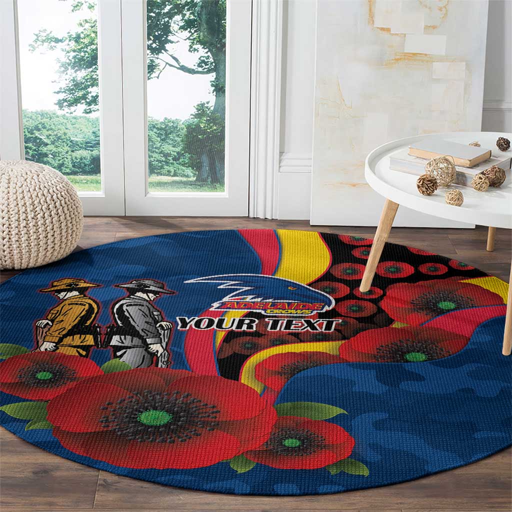 Adelaide Crows ANZAC Personalised Round Carpet Lest We Forget Poppy Camo