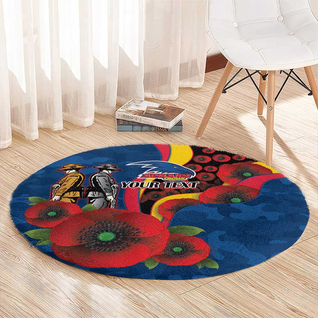 Adelaide Crows ANZAC Personalised Round Carpet Lest We Forget Poppy Camo
