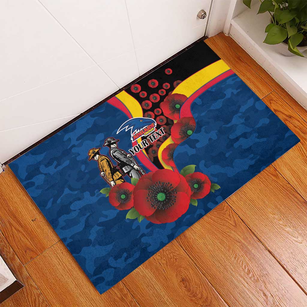 Adelaide Crows ANZAC Personalised Rubber Doormat Lest We Forget Poppy Camo