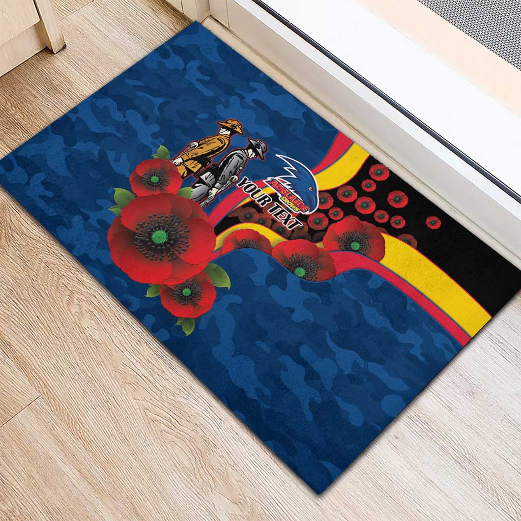 Adelaide Crows ANZAC Personalised Rubber Doormat Lest We Forget Poppy Camo