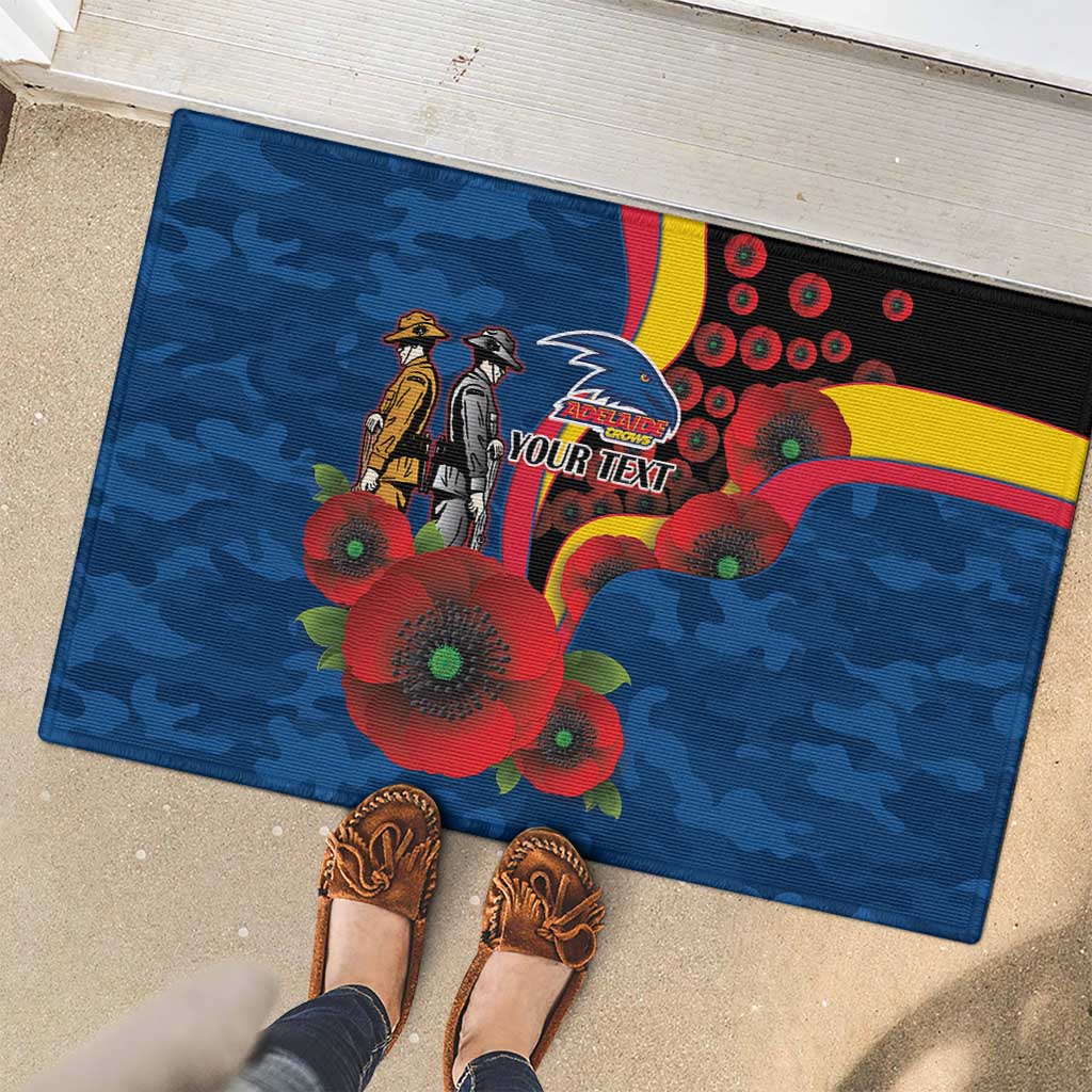 Adelaide Crows ANZAC Personalised Rubber Doormat Lest We Forget Poppy Camo