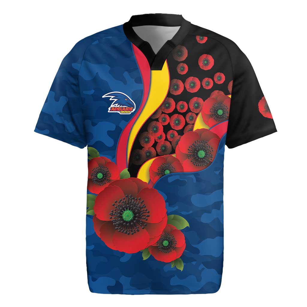 Adelaide Crows ANZAC Personalised Rugby Jersey Lest We Forget Poppy Camo