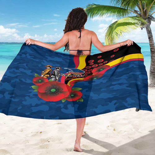 Adelaide Crows ANZAC Personalised Sarong Lest We Forget Poppy Camo