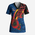 Adelaide Crows ANZAC Personalised Scrub Top Lest We Forget Poppy Camo