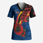 Adelaide Crows ANZAC Personalised Scrub Top Lest We Forget Poppy Camo