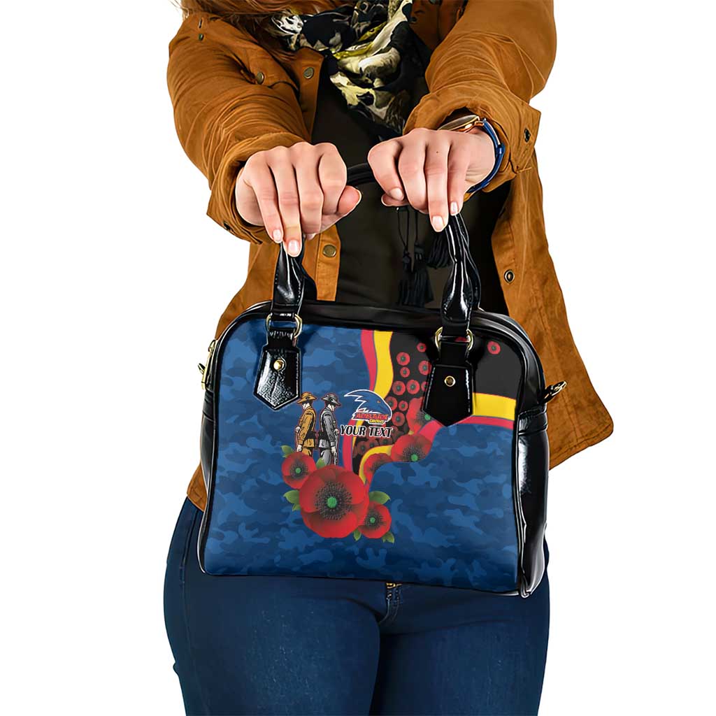 Adelaide Crows ANZAC Personalised Shoulder Handbag Lest We Forget Poppy Camo