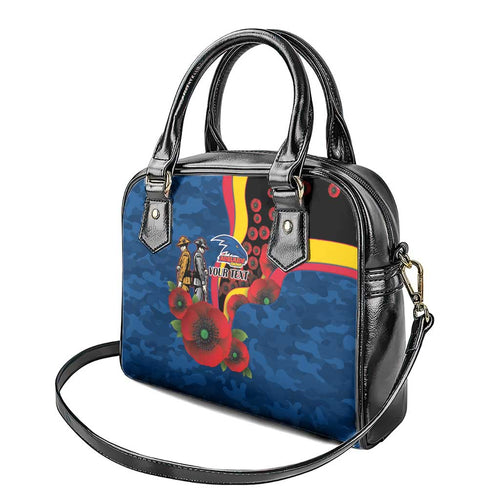 Adelaide Crows ANZAC Personalised Shoulder Handbag Lest We Forget Poppy Camo