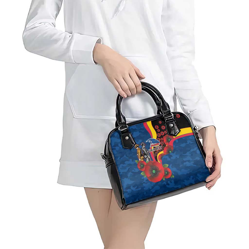 Adelaide Crows ANZAC Personalised Shoulder Handbag Lest We Forget Poppy Camo