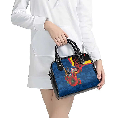 Adelaide Crows ANZAC Personalised Shoulder Handbag Lest We Forget Poppy Camo