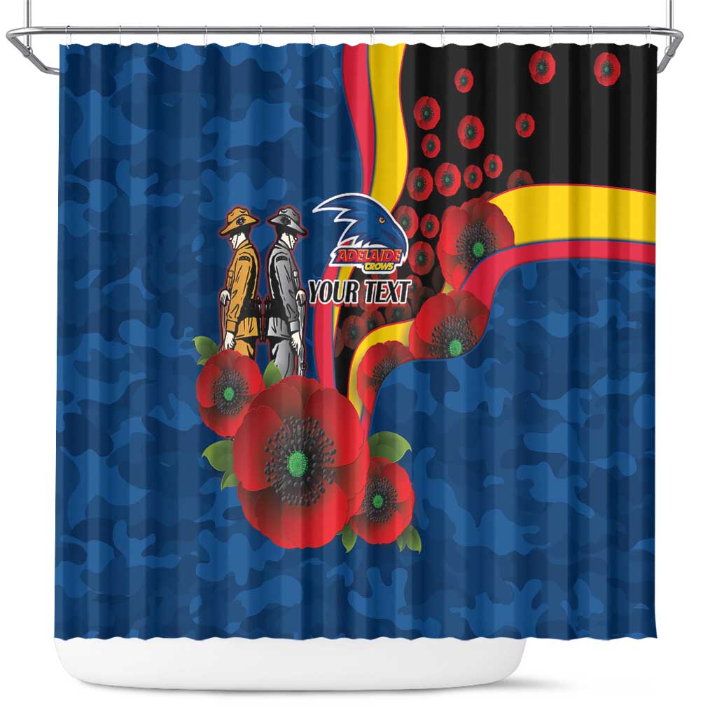 Adelaide Crows ANZAC Personalised Shower Curtain Lest We Forget Poppy Camo