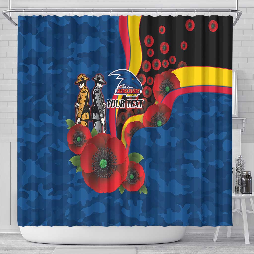 Adelaide Crows ANZAC Personalised Shower Curtain Lest We Forget Poppy Camo