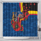 Adelaide Crows ANZAC Personalised Shower Curtain Lest We Forget Poppy Camo