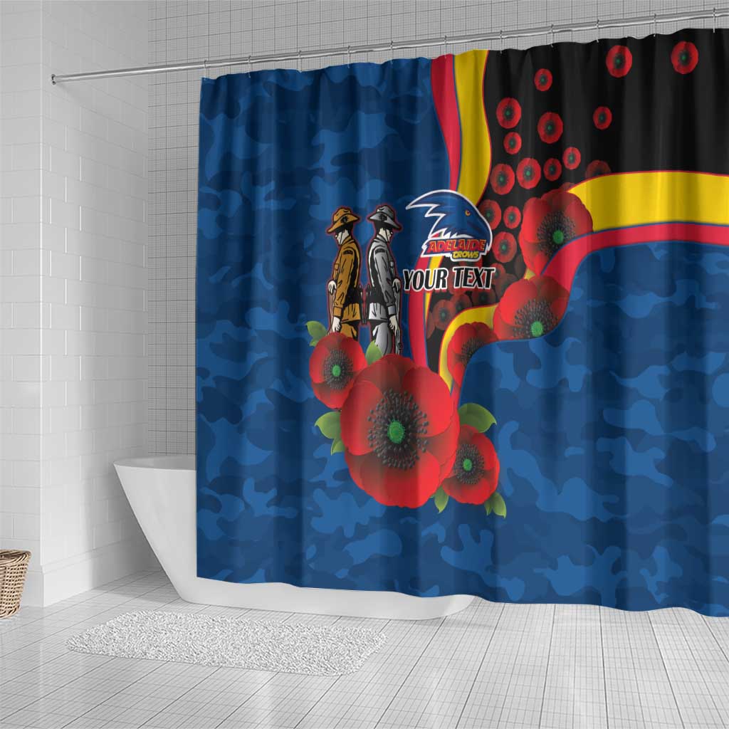 Adelaide Crows ANZAC Personalised Shower Curtain Lest We Forget Poppy Camo
