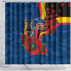 Adelaide Crows ANZAC Personalised Shower Curtain Lest We Forget Poppy Camo